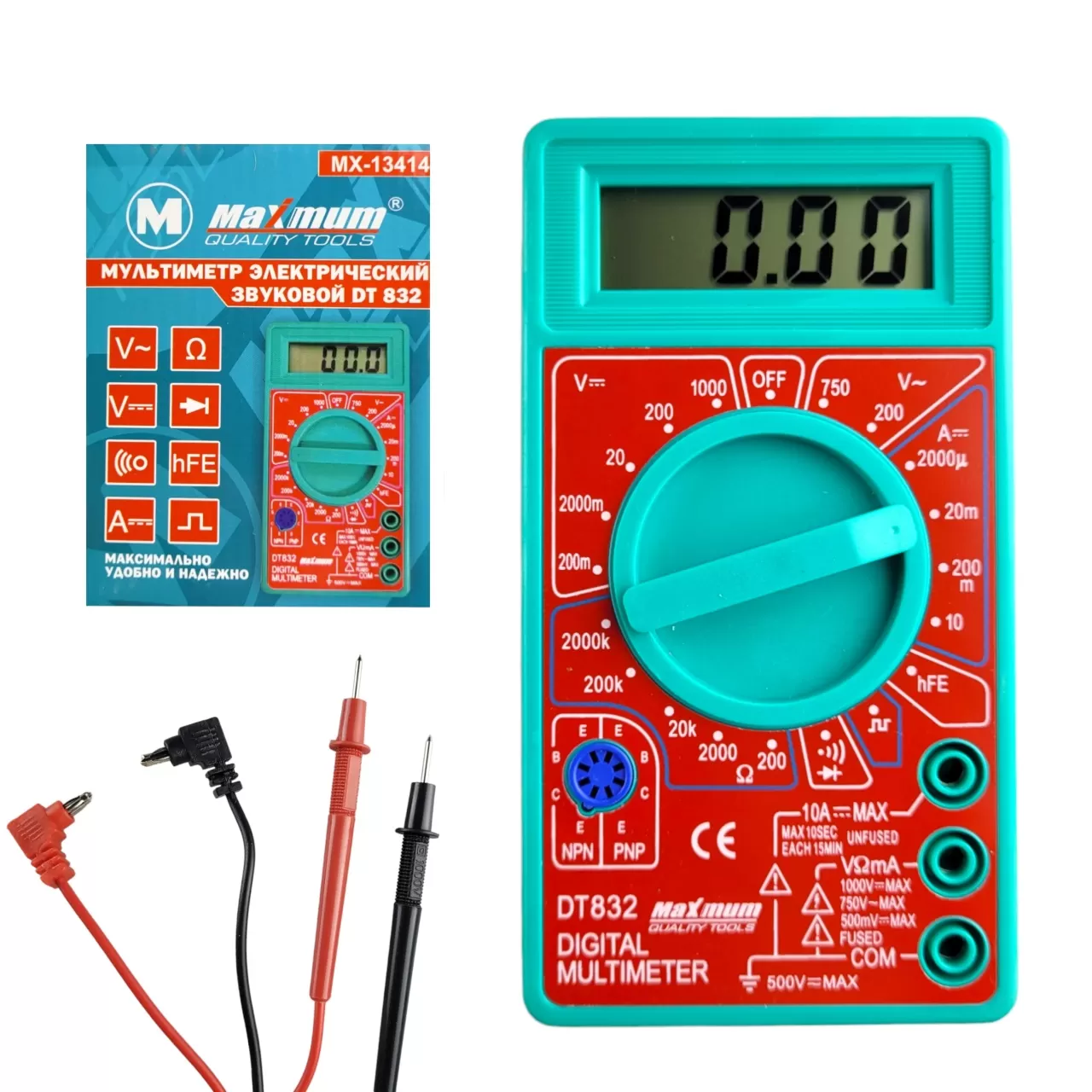 Мультиметр электрический DT 832, звуковой, "MAXIMUM" MX 13414